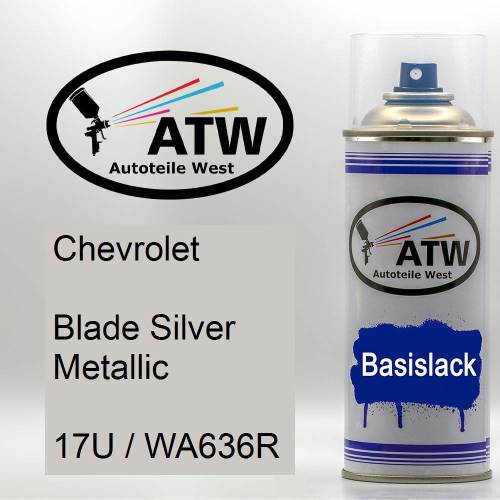 Chevrolet, Blade Silver Metallic, 17U / WA636R: 400ml Sprühdose, von ATW Autoteile West.